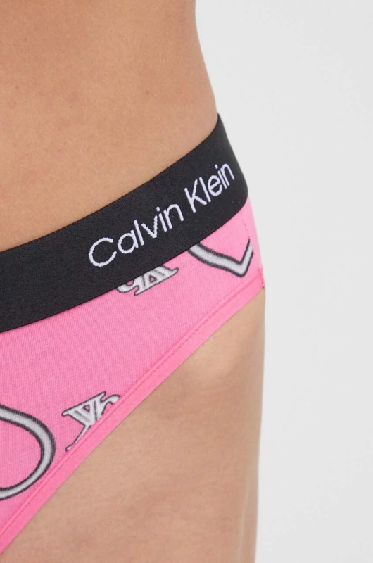 Dámské kalhotky 000QF7480E KCC růžové se srdíčky - Calvin Klein S