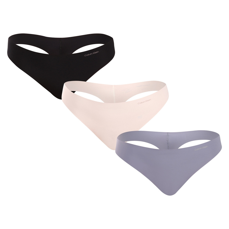 Dámská tanga 3Pack 000QD3558E NP0 vícebarevné - Calvin Klein L