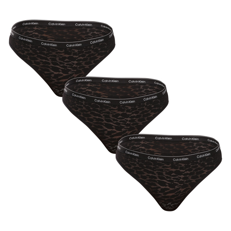 3PACK dámské kalhotky brazilky Calvin Klein černé (QD5225E-UB1) S