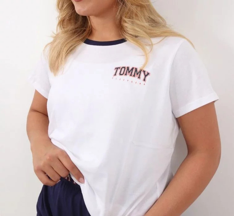 Dámské pyžamo League UW0UW03217 - 0SR - Bílá - Tommy Hilfiger bílá L