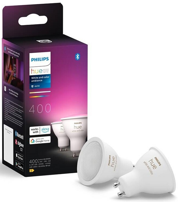 Chytré bodové světlo Philips Hue White and Colour / 2 ks / GU10 / 4,2 W / bílá Varianta: ivi1