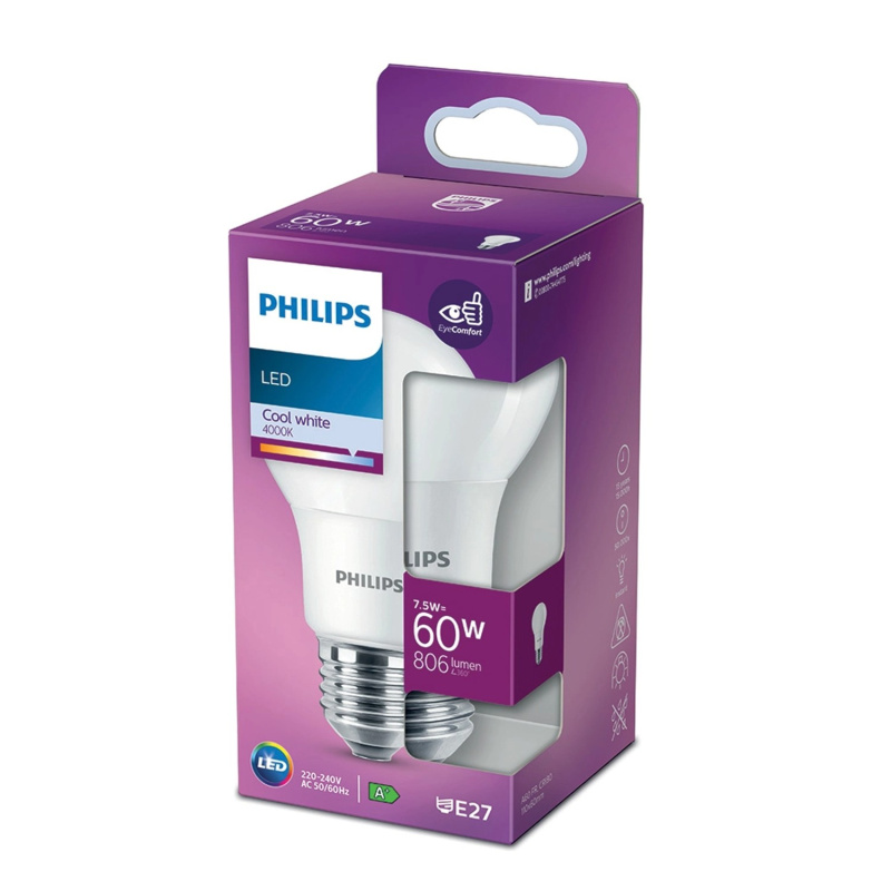 Philips Classic LED žárovka E27, 7,5 W, 806 lm, 4000 K