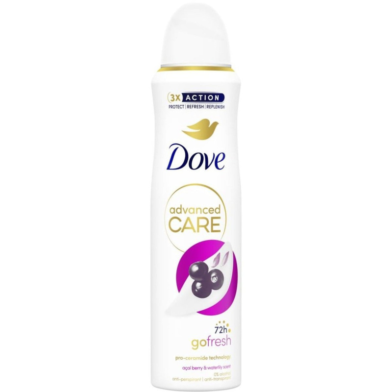 Dove Advanced Care Antiperspirant antiperspirant ve spreji 72h Acai Berry & Waterlily 150 ml