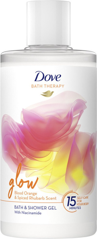 Dove Bath Therapy Glow sprchový a koupelový gel Blood Orange & Rhubarb 400 ml