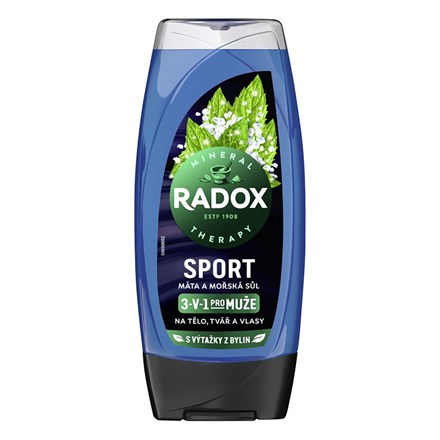 Sprchový gel Radox Sport 3v1 - máta a mořská sůl, 225 ml