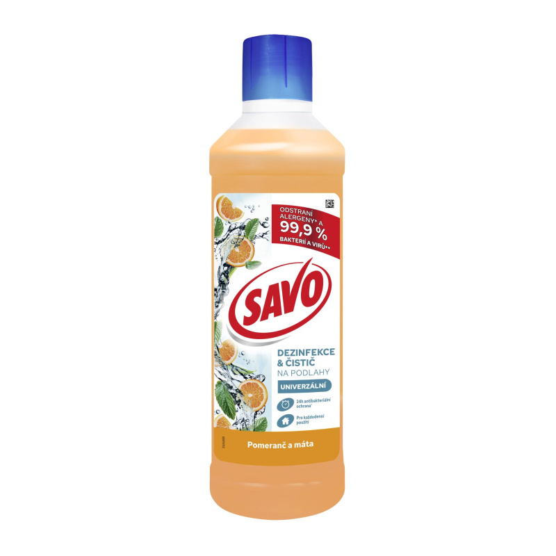 Savo  Čisticí prostředek Savo- dezinfekce, na podlahy, pomeranč a máta, 1 l