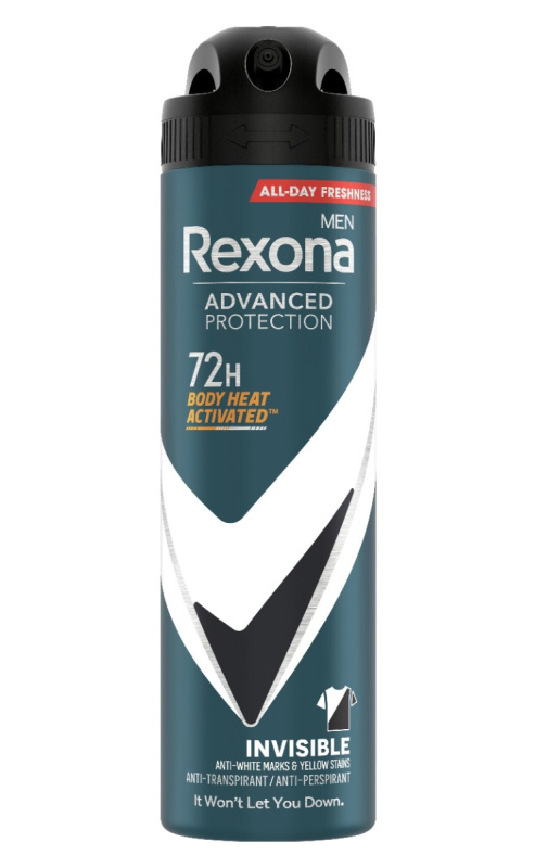 Rexona Men Advanced Protection antiperspirant proti bílým a žlutým skvrnám 72h pro muže Invisible 150 ml