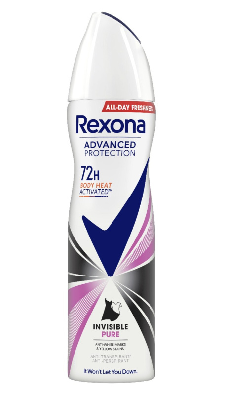 Rexona Advanced Protection Invisible Pure antiperspirant proti bílým a žlutým skvrnám 72h 150 ml