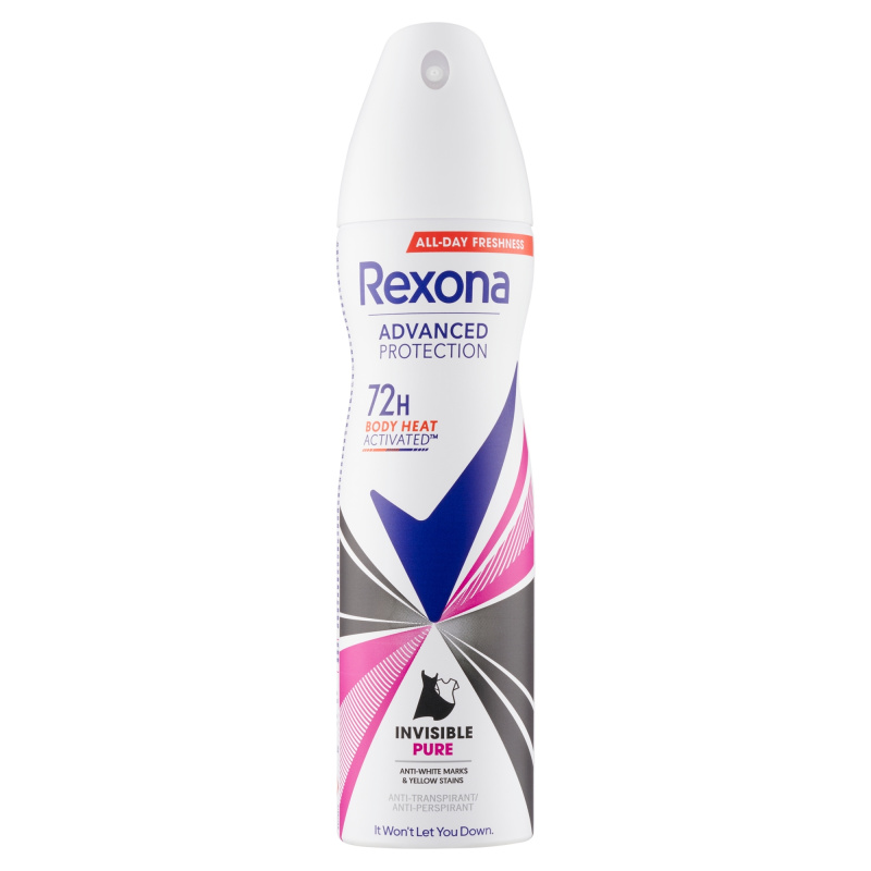 Rexona Advanced Protection Invisible Pure antiperspirant proti bílým a žlutým skvrnám 72h 150 ml
