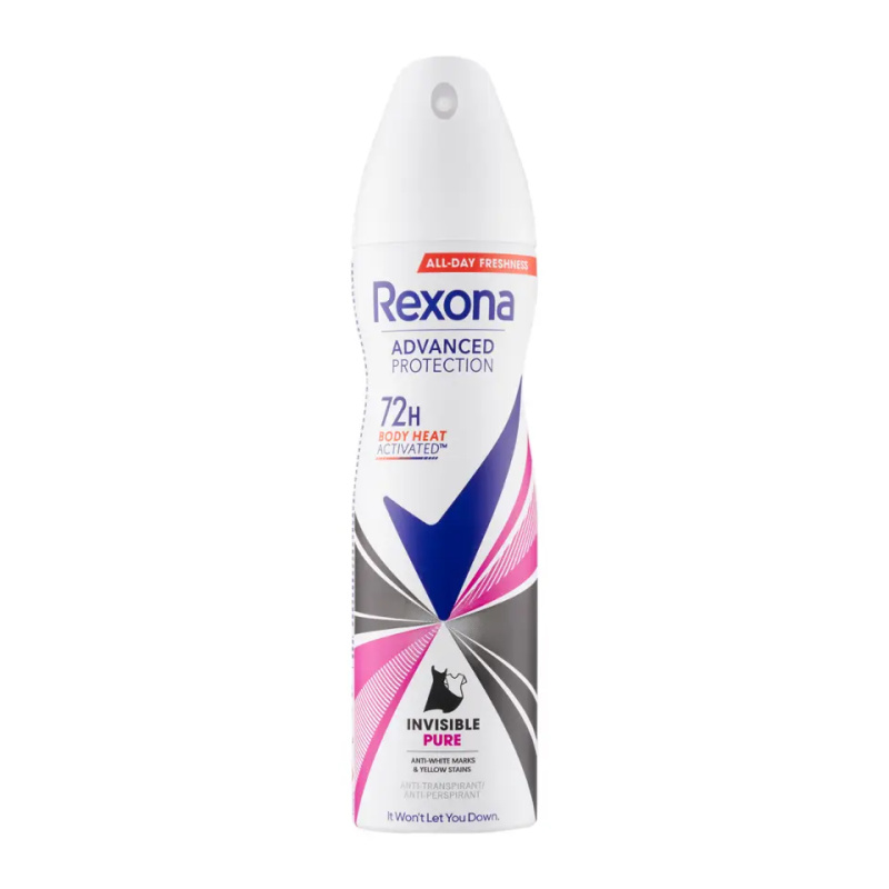 Rexona Advanced Protection Invisible Pure antiperspirant proti bílým a žlutým skvrnám 72h 150 ml