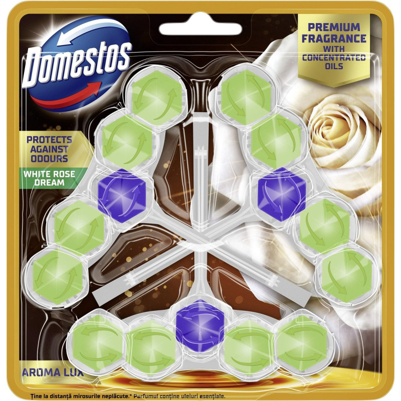Domestos Aroma Lux White Rose tuhý WC blok 3×50 g