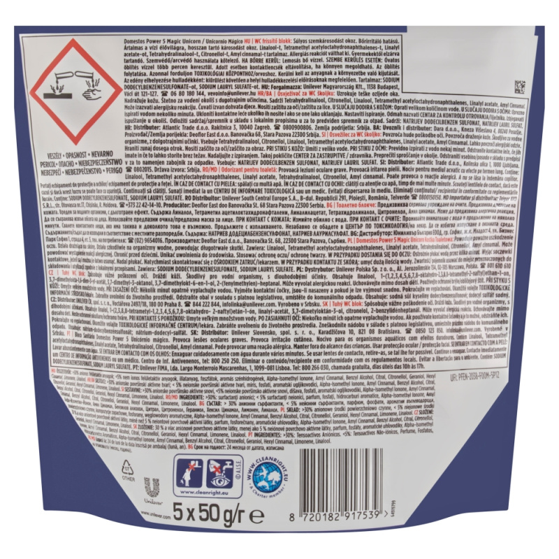 Domestos Power 5 Unicorn WC blok (5×50 g)