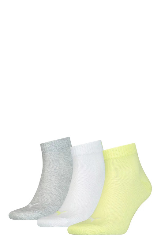 Unisex ponožky 906978 Quarter Soft A'3 šedo-bílo-žluté - Puma  43-46