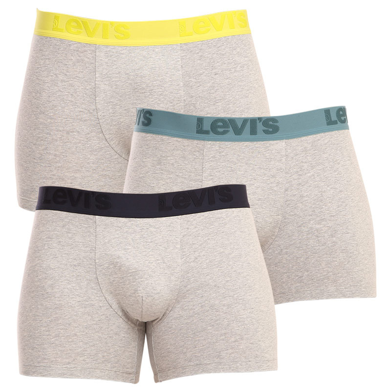 3PACK pánské boxerky Levis šedé (905045001 015) M, trenky / trenýrky