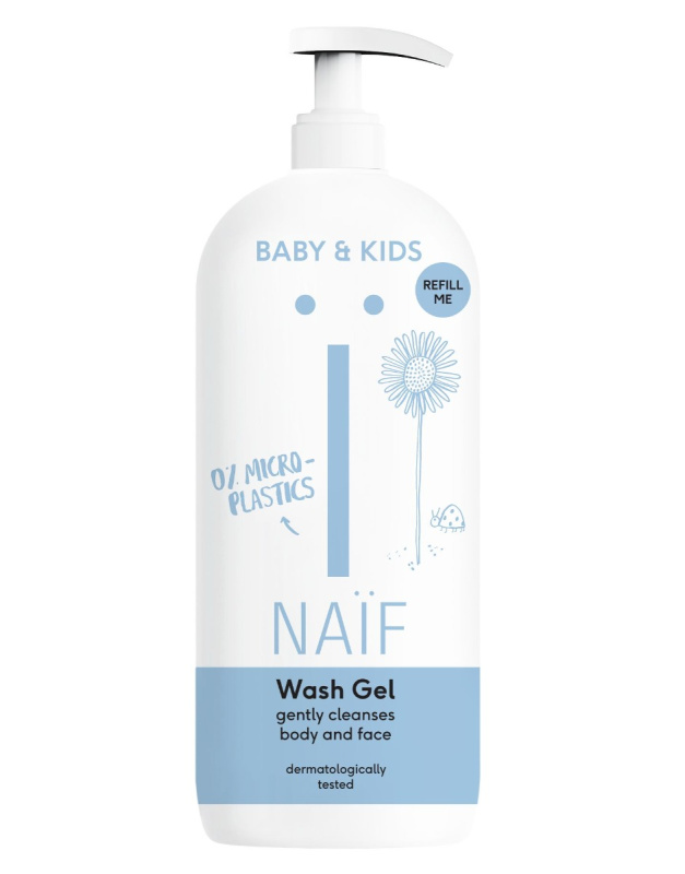 Naif Baby & Kids Wash Gel čisticí a mycí gel pro děti a miminka na tělo a obličej Refill Me 500 ml