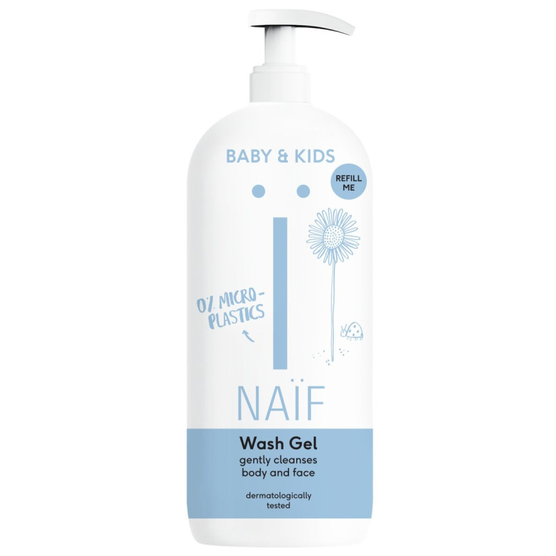 Naif Baby & Kids Wash Gel čisticí a mycí gel pro děti a miminka na tělo a obličej Refill Me 500 ml