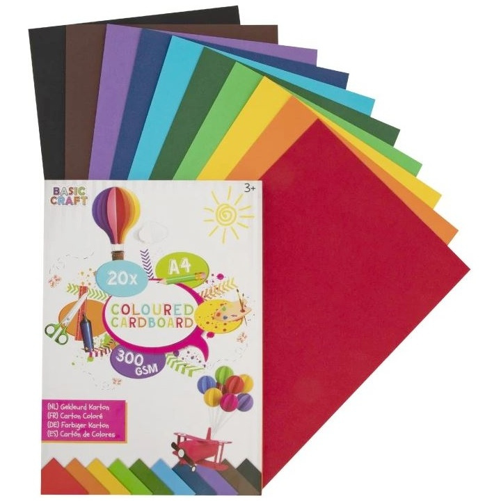 Barevné papíry čtvrtky A4 (20ks) 300g/m2 mix barev