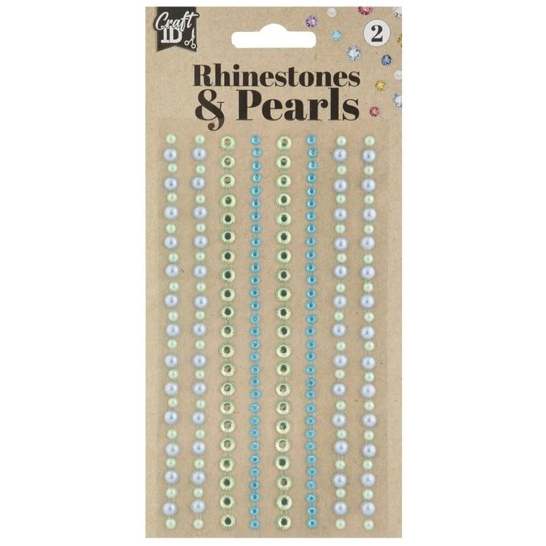 Samolepicí kamínky a perličky (212ks) - zelené a modré