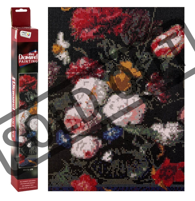 Malování pomocí kamínků Diamond - Květiny 40x50 cm