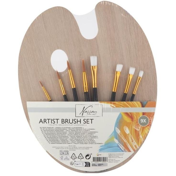 Sada štětců s dřevěnou paletou