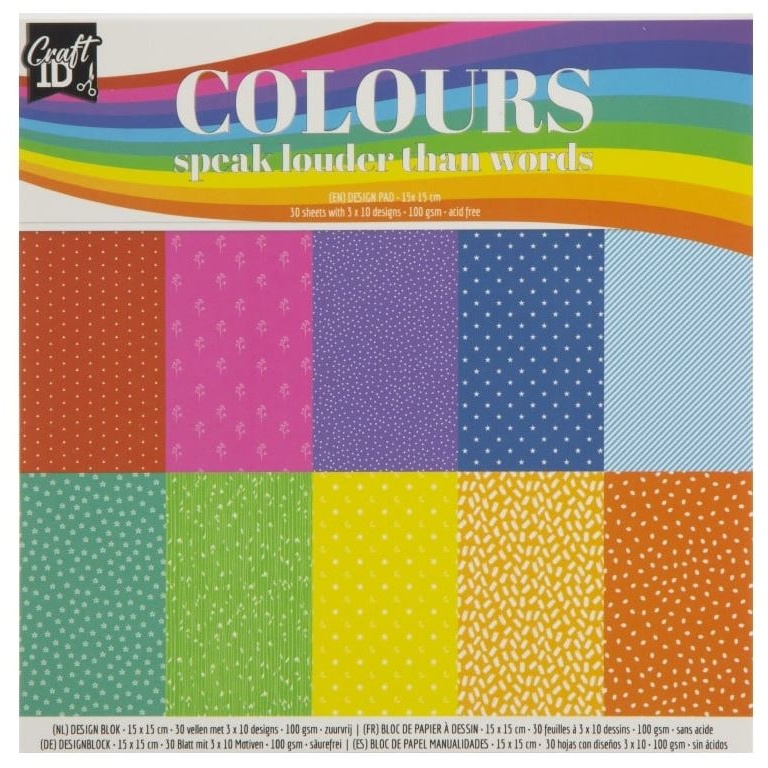 Sada jednostranných papírů 15×15cm Coloure
