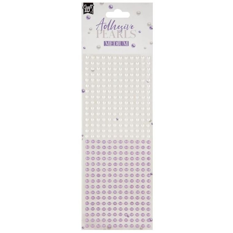 Samolepicí perličky (372ks) - bílé a fialové