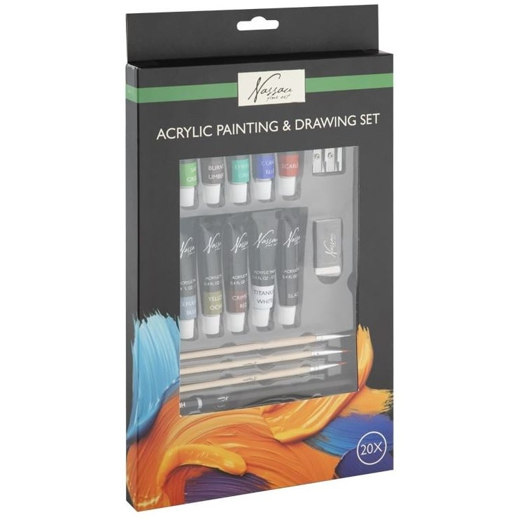 Akrylové barvy + příslušenství (20ks)