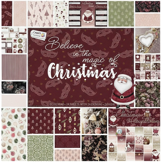 Sada jednostranných papírů 30,5×30,5cm Belieoe in the magic of Christmas