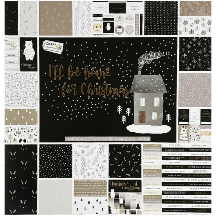 Sada jednostranných papírů 30,5×30,5cm I´ll be home for Christmas