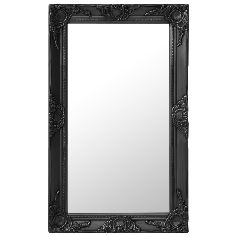 Nástěnné Zrcadlo Barokní Styl Černé - Bílá / 50 x 80 cm