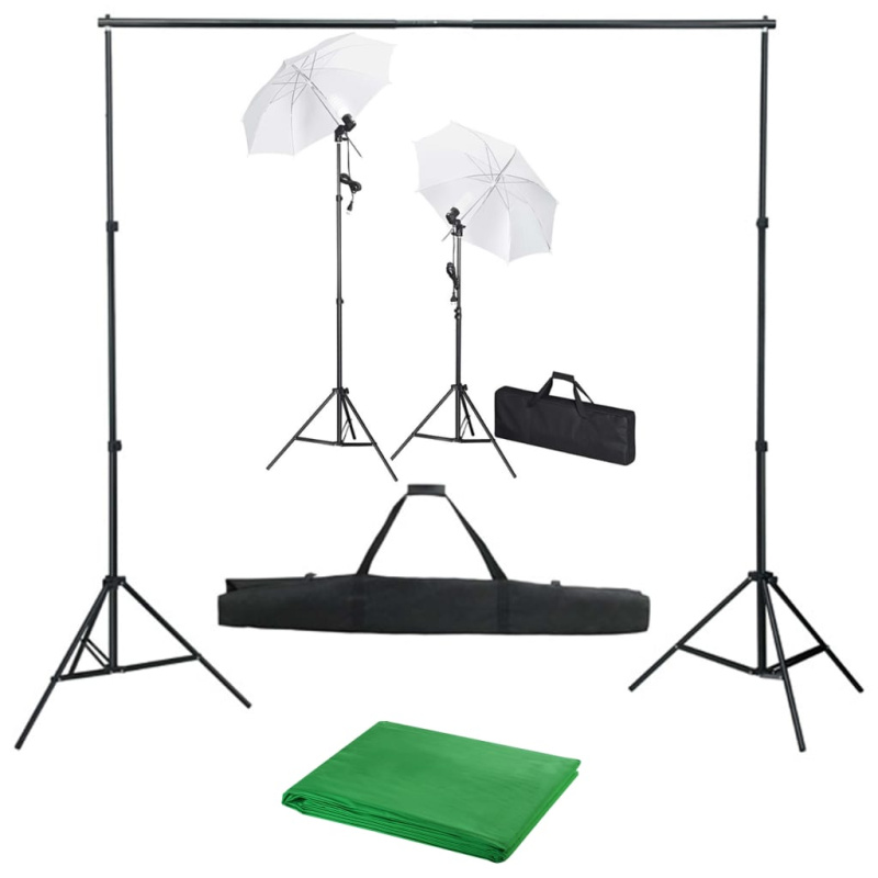 Foto Studio Set S Fotopozadím, Osvětlením A Deštníky - Bílá / 500 x 300 cm