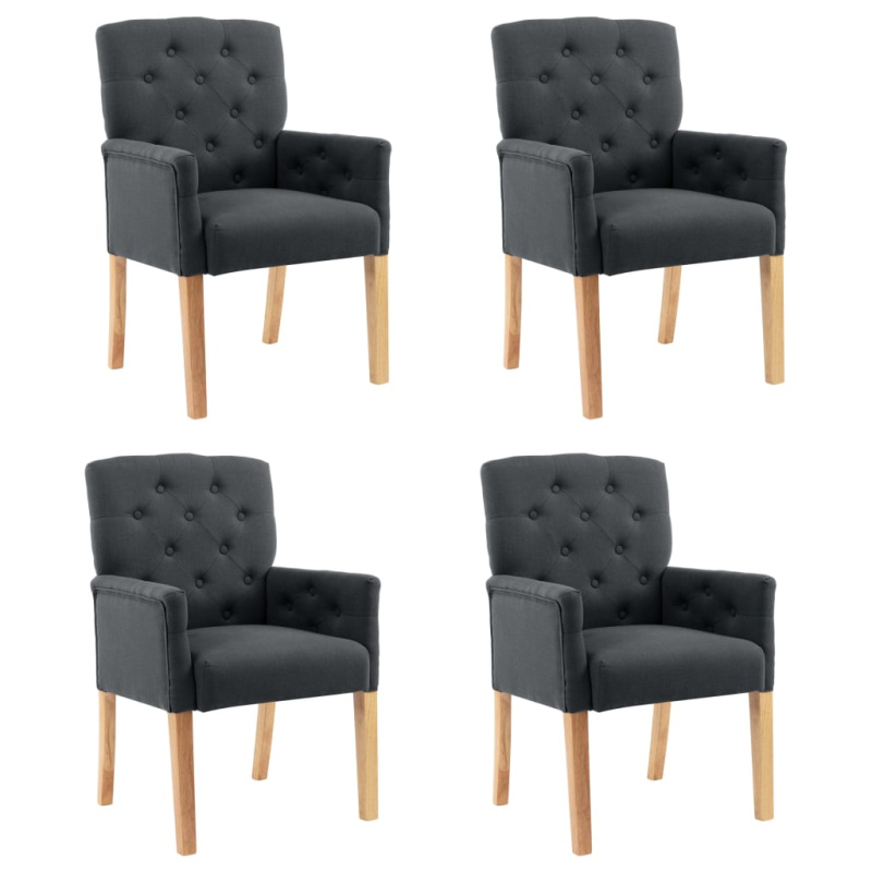 Jídelní Židle S Područkami 4 Ks Šedé Textil - Béžová / 1