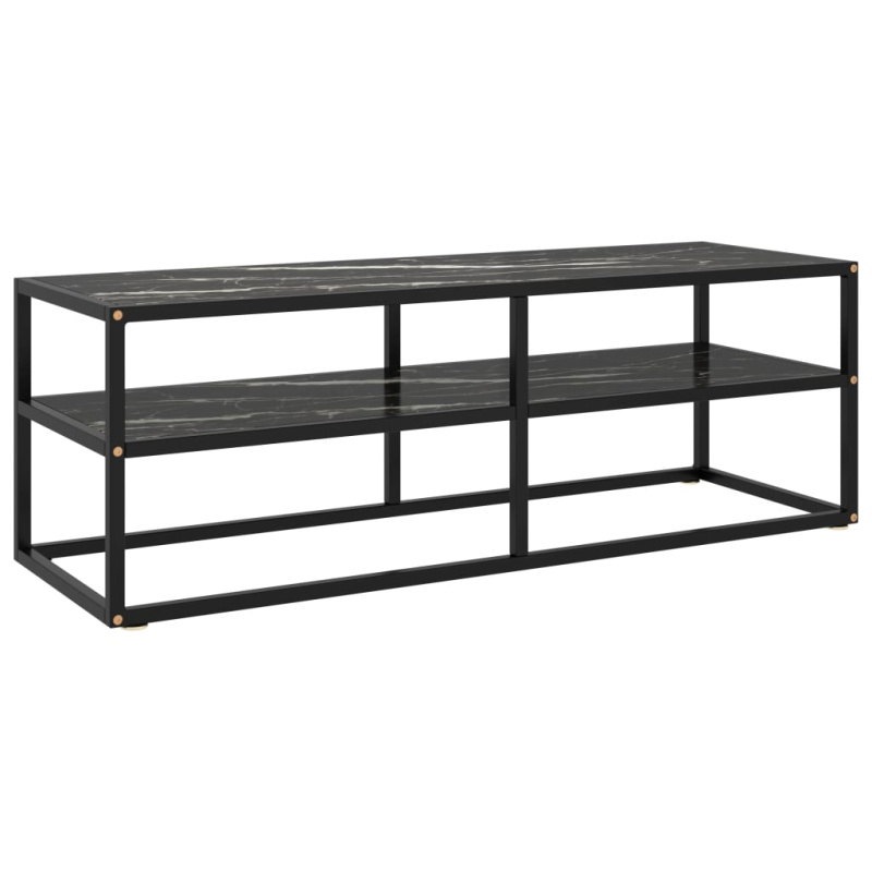 Tv Stolek Černý S Černým Mramorovým Sklem 120 X 40 X 40 Cm - Bílá / 100 cm