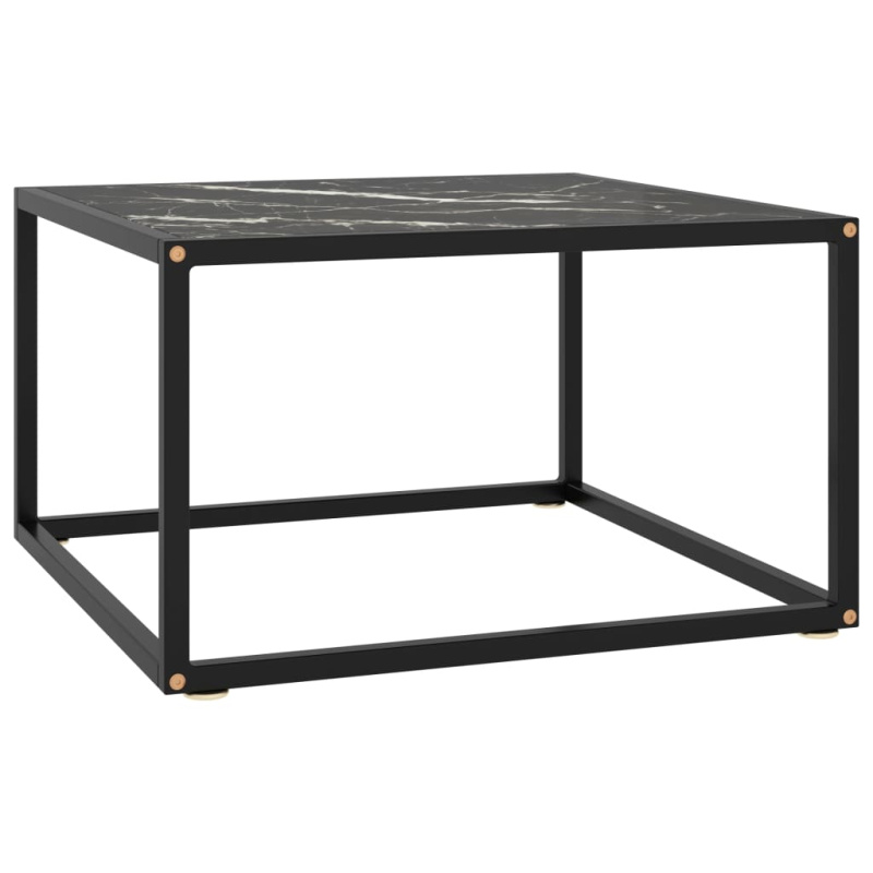 Konferenční Stolek Černý S Černým Mramorovým Sklem - Bílá / 80 x 80 x 35 cm