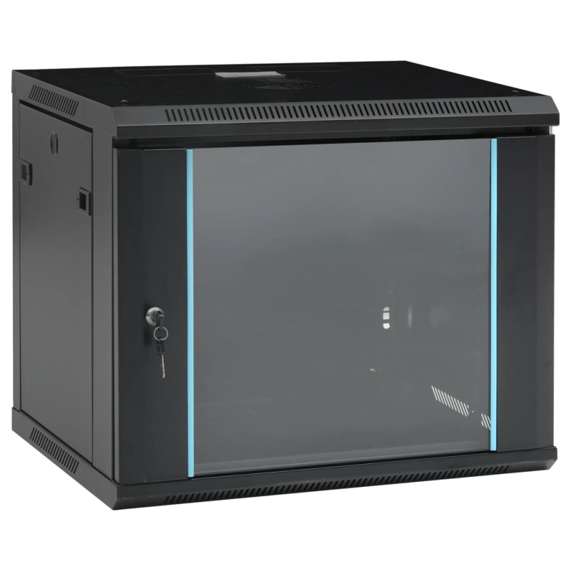 Nástěnná Síťová Rozvodná Skříň 9U 19 Ip20 - Černá / 600 x 450 x 285 mm