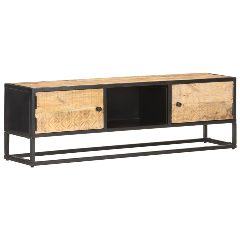 Tv Stolek S Vyřezávanými Dvířky 130X30X40 Cm Hrubý Mangovník - 130 cm
