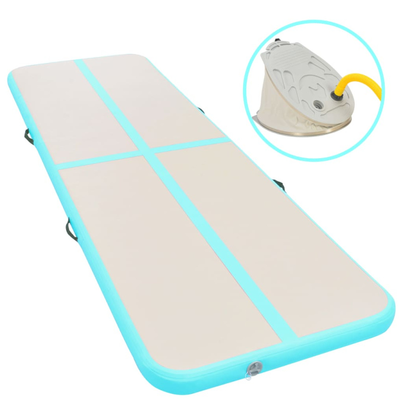 Nafukovací Cvičební Podložka S Pumpou Pvc - Modrá / 400 x 100 x 15 cm