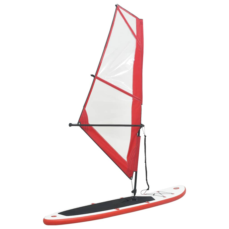 Nafukovací Stand Up Paddleboard S Plachtou Červeno-Bílý - Zelená