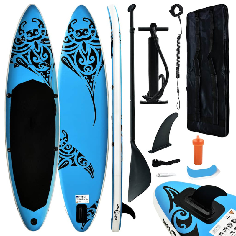 Nafukovací Sup Paddleboard S Příslušenstvím Modrý - Černá / 366 x 76 x 15 cm