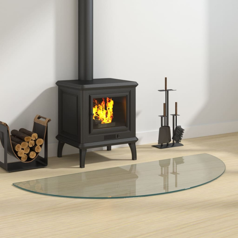 Skleněná Deska Pod Kamna Půlkruhová 1 200 X 500 Mm - 1200 x 600 mm