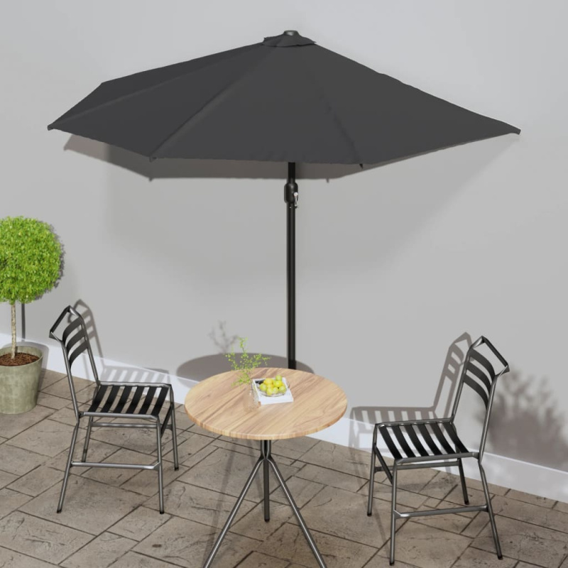 Slunečník Na Balkon Hliníková Tyč Antracitový 270X144Cm Půlkruh - Cihlová