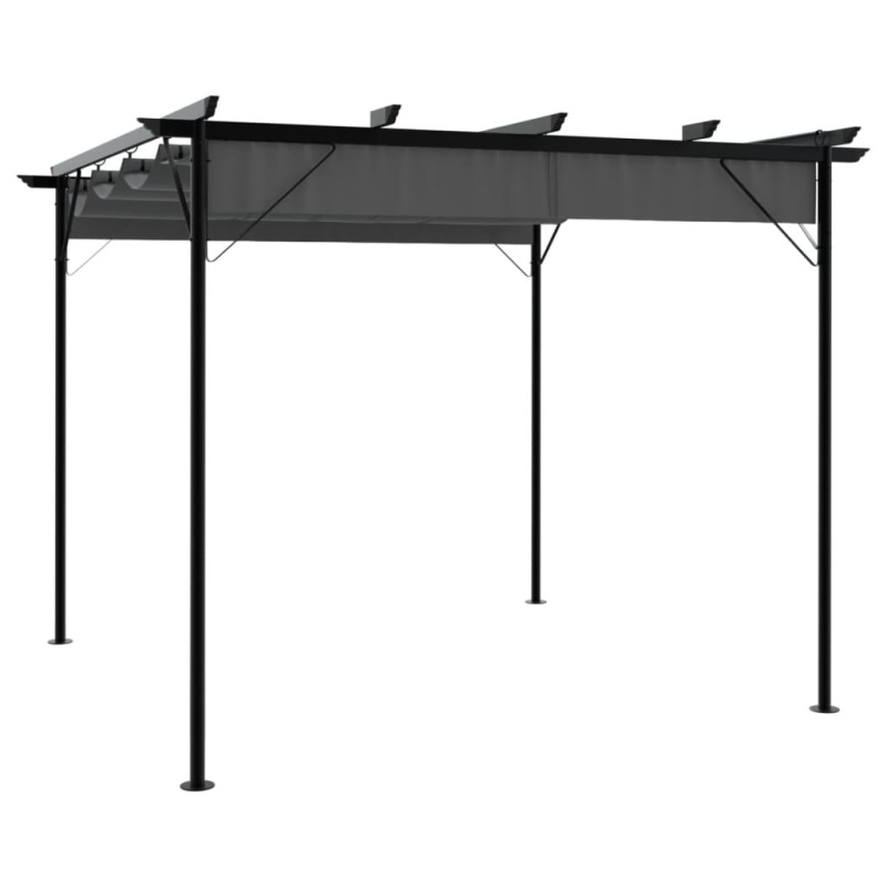 Pergola Se Zatahovací Střechou 3X3 M Ocel 180 G/M² - Antracitová