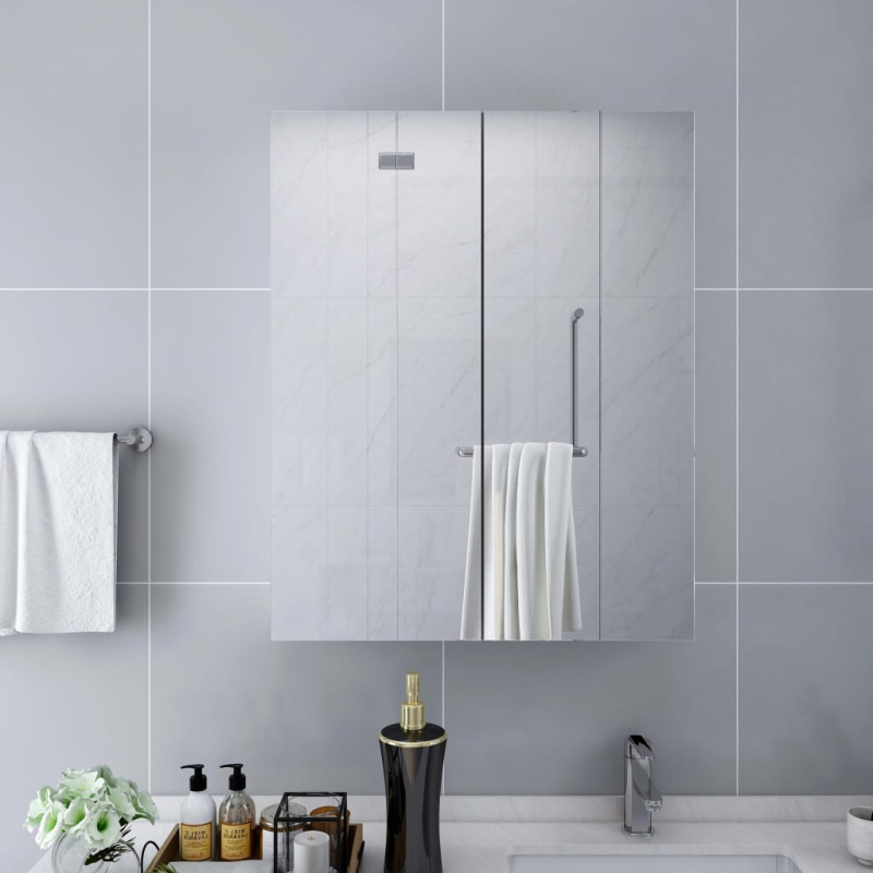 323607 Bathroom Mirror Cabinet White 60X15X75 Cm Mdf Šedá