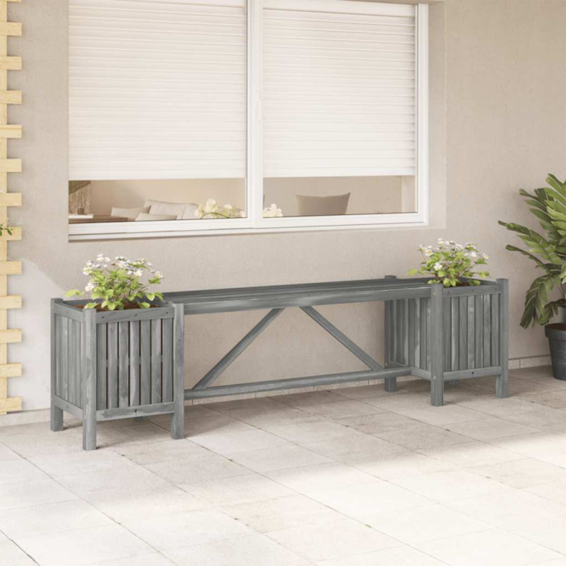 Zahradní Lavice Se 2 Truhlíky 150 Cm Masivní Akácie Šedá Šedá - 150 x 30 x 40 cm