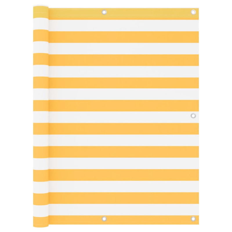 Balkónová Zástěna Bílo-Žlutá Oxfordská Látka Bílá A Žlutá - 120 x 600 cm