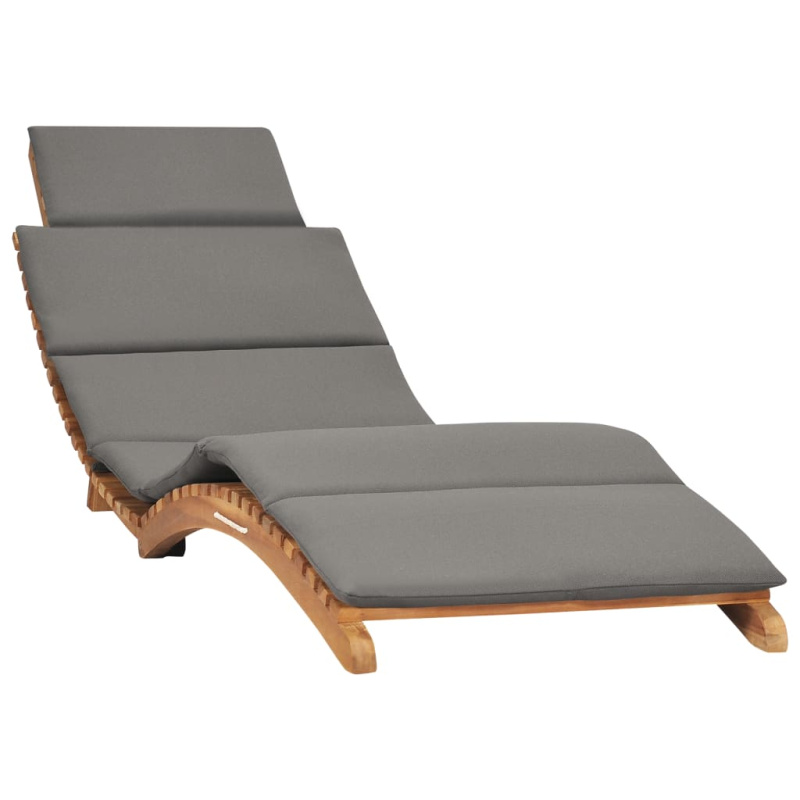 Skládací Zahradní Lehátko Tmavě Šedé Podušky Masivní Teak - Bílá / 1