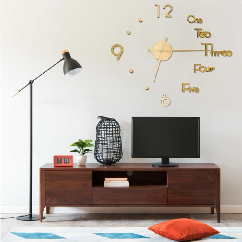 3D Nástěnné Hodiny Moderní Design Zlaté 100 Cm Xxl - Stříbrná