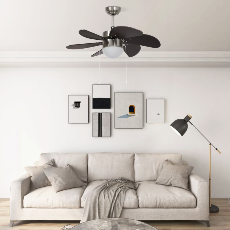 Stropní Ventilátor Se Světlem 76 Cm Tmavě Hnědý - Tmavě hnědá