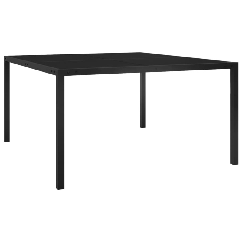 Zahradní Stůl 130 X 130 X 72 Cm Černý Ocel A Sklo