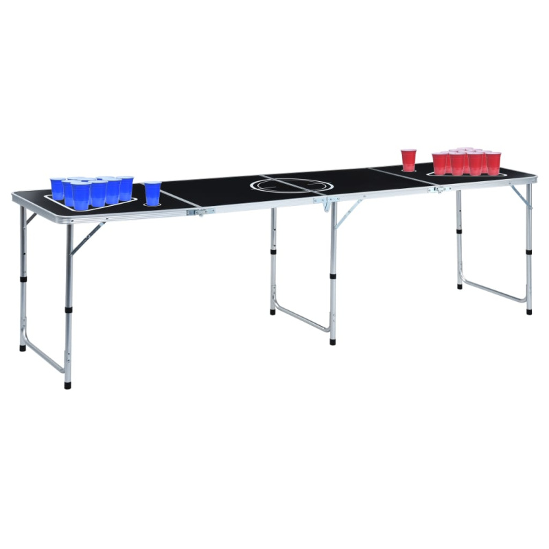 Skládací Stůl Na Beer Pong S Kelímky A Míčky 240 Cm Bílá